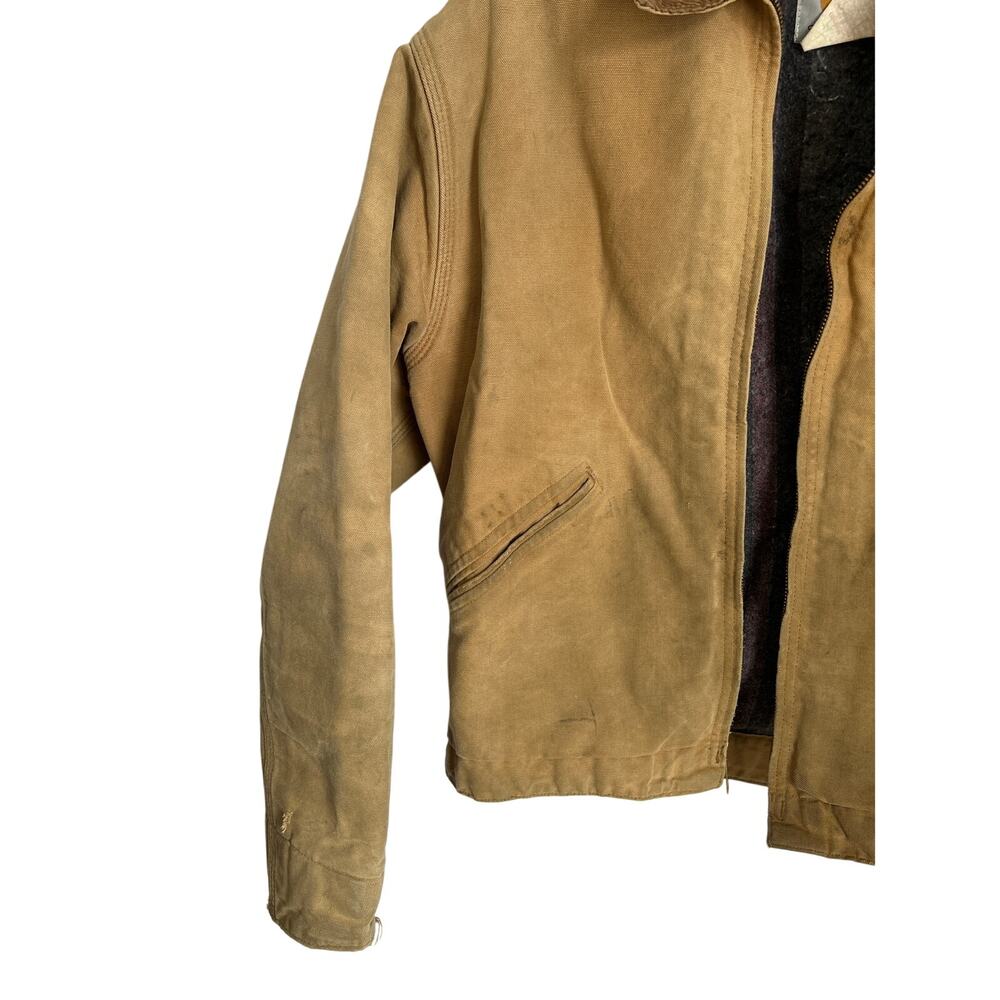 Carhartt Vintage Detroit Jacket Tan Corduroy Collar Full Zip Blanket Lined sz 42 - Picture 4 of 11